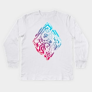 Dual Color Abstract Rhombus Kids Long Sleeve T-Shirt